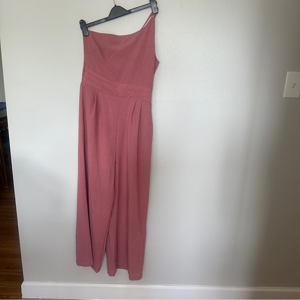 One-Shoulder Rose Jumpsuit